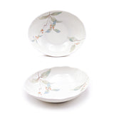 Japanese Floral Leaf Pattern Ceramic Bowl Set 5pc - 6.5"L x 5.25"W x 1.35"H