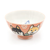 Japanese Ceramic Rice Bowl Shiba Inu Dog Pink - 4.5"D x 2.4"H