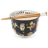 Lucky Cat Bowl With Chopsticks - 18fl. oz. / 5"D x 3.75"H