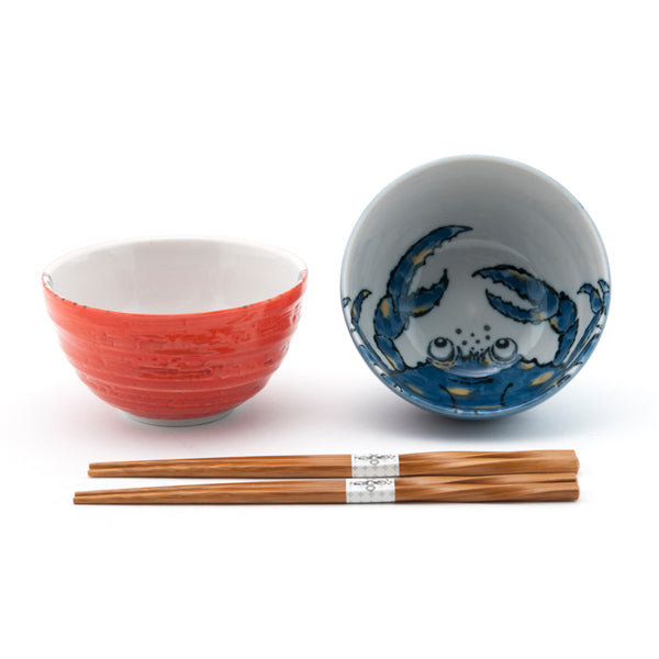 Japanese Bowl With Chopsticks Set - 5.25"D x 2.75"H / Chopsticks : 9"L