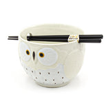 Owl Bowl With/Chopsticks-18 fl. oz. / 5"D x 4"H/Chopsticks 8.85"L