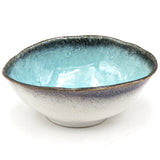 Turquoise Blue Japanese Oval Large Bowl - 9.65"L x 8"W x 3.65"H