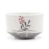 Japanese Matcha Bowl, Red Flower - 4.5"D x 3"H, 14oz
