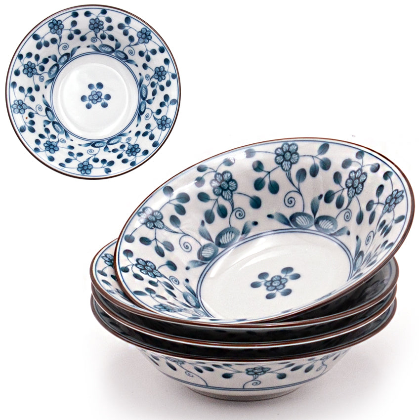 Porcelain Smll Bowl Set - 5pc / Bush Clover Pattern Flower / 4.65"D x 1.35"H
