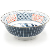 Japanese Bowl With Chopsticks Set for 2, The Great Wave off Kanagawa 8.15"D x 3.25"H /