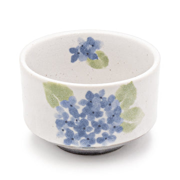 Japanese Matcha Bowl , Blue Flower - 4.5"D x 3"H, 14oz