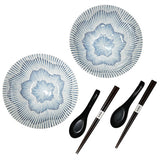 36oz. 7.75"D x 3"H 2PC BOWL SET W/CHOPSTICKS / SPOONS