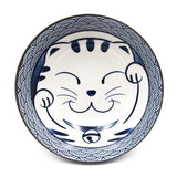 Japanese Large Bowl Luck Cat, Blue - 37 fl. oz. / 7.65"D x 2.85"H