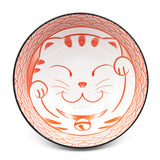 Japanese Large Bowl Lucky Cat, Red - 37 fl. oz. / 7.65"D x 2.85"H