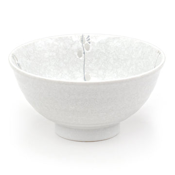 Japanese Deep Medium Bowl -Sumie Soshun, White Sakura