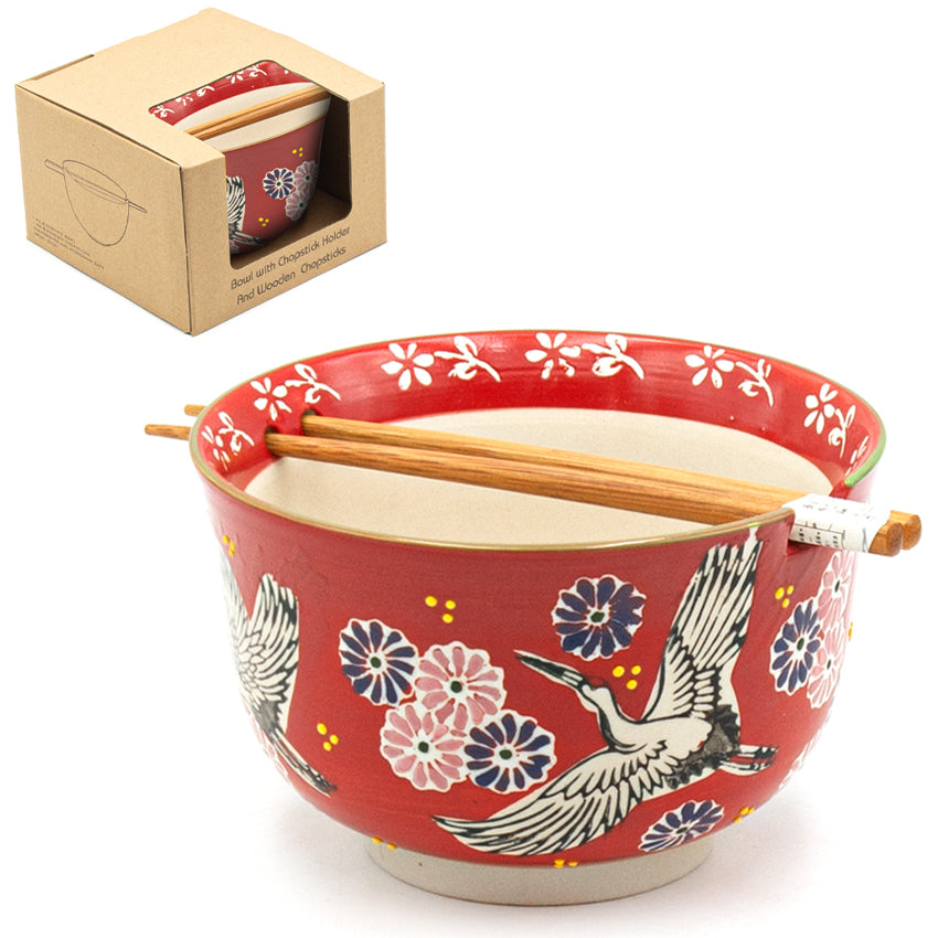 Bowl with Chopsticks - 6"D x 3.85"H