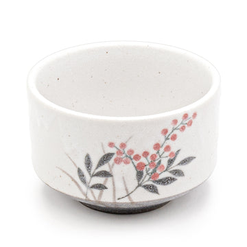 Japanese Matcha Bowl, Red Flower - 4.5"D x 3"H, 14oz