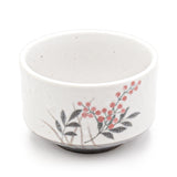 Japanese Matcha Bowl, Red Flower - 4.5"D x 3"H, 14oz
