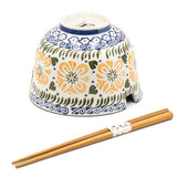 Bowl With / Chopstick - 5.25"D x 3.75"H / 7.85"L