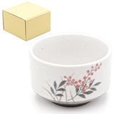 Japanese Matcha Bowl, Red Flower - 4.5"D x 3"H, 14oz