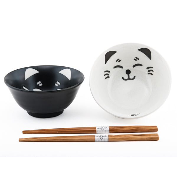 Japanese Bowl With Chopsticks 2pc Set 2:2 - Bowl : 5.75"D x 2.75"H / Chopsticks : 9"L