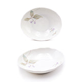 Japanese Floral Leaf Pattern Ceramic Bowl Set 5pc - 6.5"L x 5.25"W x 1.35"H