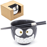 Owl Bowl With/Chopsticks-18 fl. oz. / 5"D x 4"H/Chopsticks 8.85"L