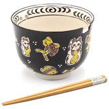 Lucky Cat Bowl With Chopsticks - 18fl. oz. / 5"D x 3.75"H