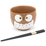 Owl Bowl With/Chopsticks-18 fl. oz. / 5"D x 4"H/Chopsticks 8.85"L
