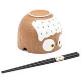 Owl Bowl With/Chopsticks-18 fl. oz. / 5"D x 4"H/Chopsticks 8.85"L