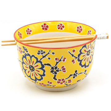Bowl with Chopsticks - 6"D x 3.85"H