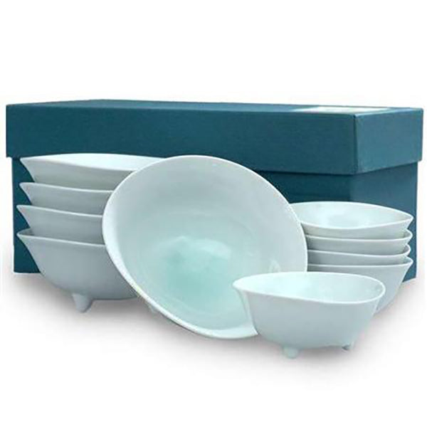 BOWL 10pc set RD 5:5 (wh/jade)