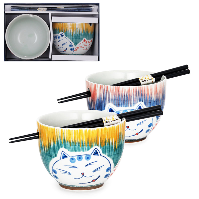 2pc Bowl Set With/Chopsticks