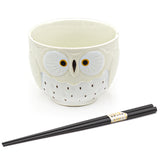 Owl Bowl With/Chopsticks-18 fl. oz. / 5"D x 4"H/Chopsticks 8.85"L