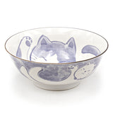 Japanese Noode Bowl Light Blue Cat - 28 fl. oz. / 7.5"D x 3"H