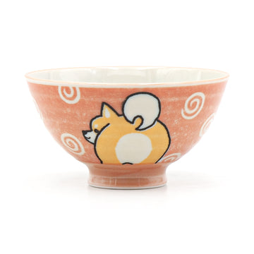 Japanese Ceramic Rice Bowl Shiba Inu Dog Pink - 4.5"D x 2.4"H