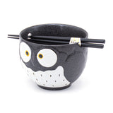 Owl Bowl With/Chopsticks-18 fl. oz. / 5"D x 4"H/Chopsticks 8.85"L