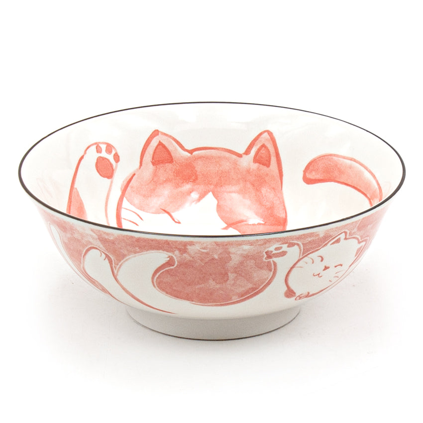Japanese Noode Bowl Orange Cat - 28 fl. oz. / 7.5"D x 3"H