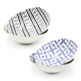 Japanese Bowl Set 5pc - 5.35"D x 1.75"H / Eclectic Design (waves, diamonds, and lattice motifs)
