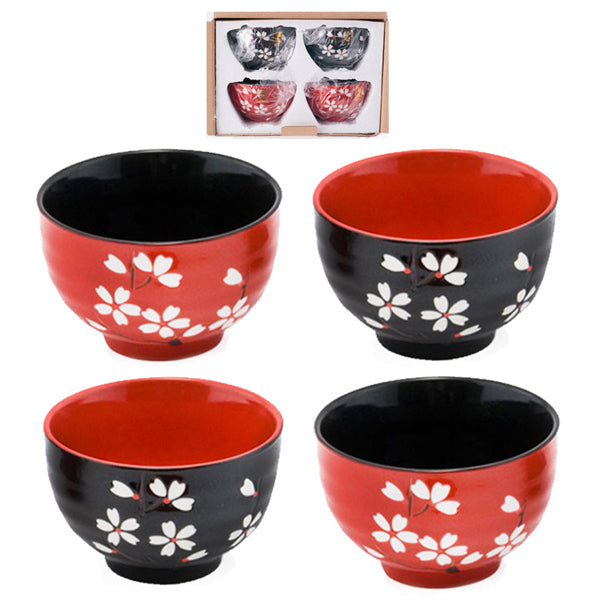 BOWL SET 4"Dx2.5"H 4pc (rd/bk)