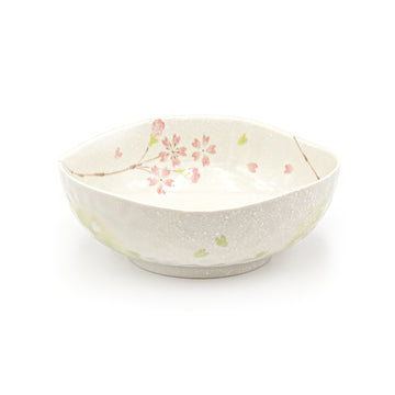 Japanese Medium Bowl - Sakura 5.5"Dx2"H, Irregular Shape