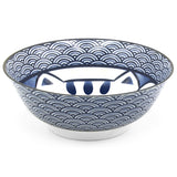 Japanese Large Bowl Luck Cat, Blue - 37 fl. oz. / 7.65"D x 2.85"H