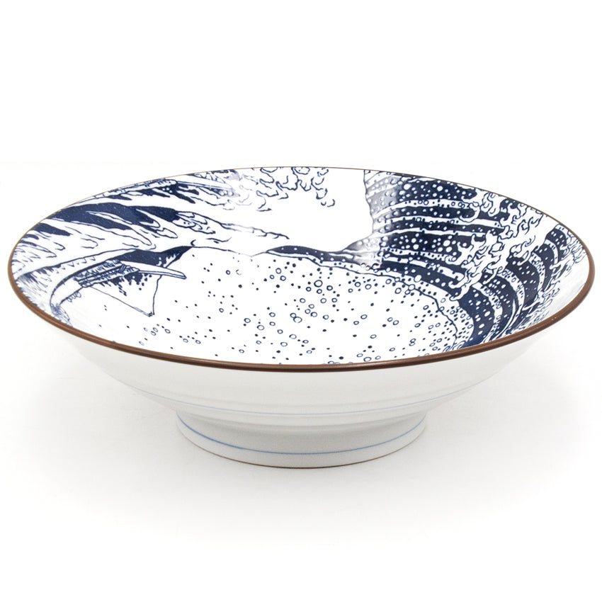Japanese Large Bowl - 50fl. oz. / 9.75"D x 2.85"H Hokusai/Mt.Fuji- Bulk Pak