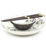 Japanese Deep Plate, Bowl With/Chopstick 5pc 1:2:2