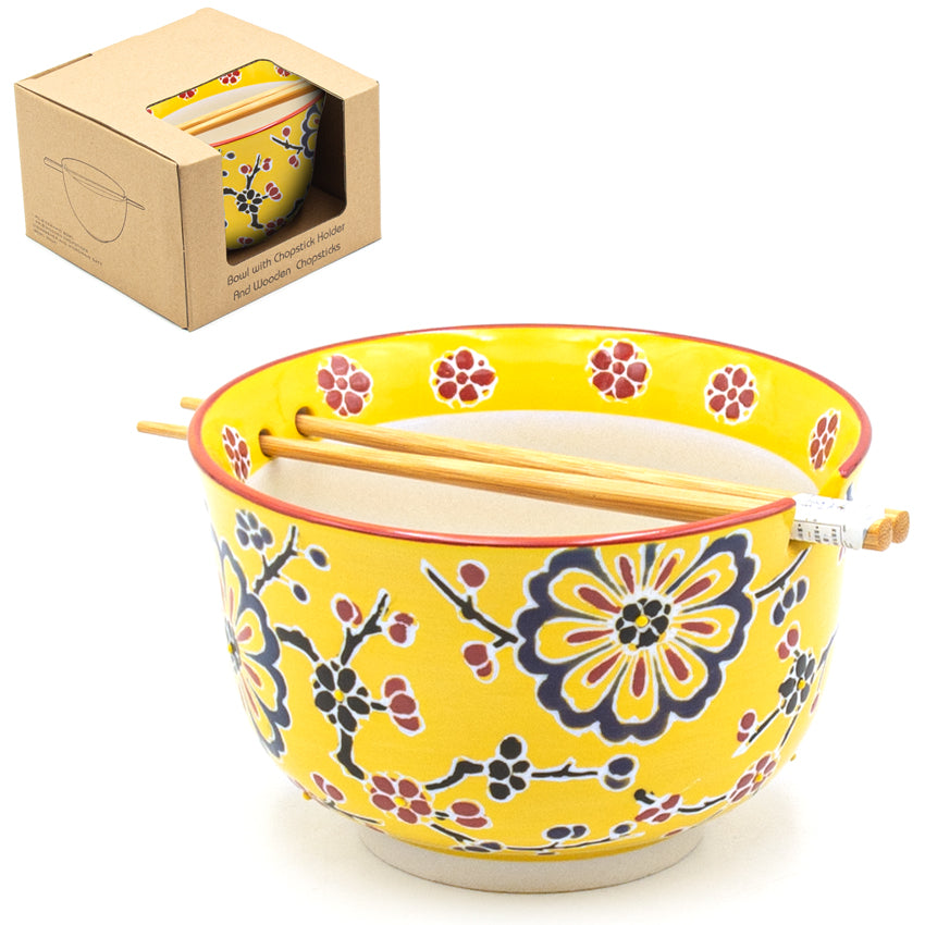 Bowl with Chopsticks - 6"D x 3.85"H