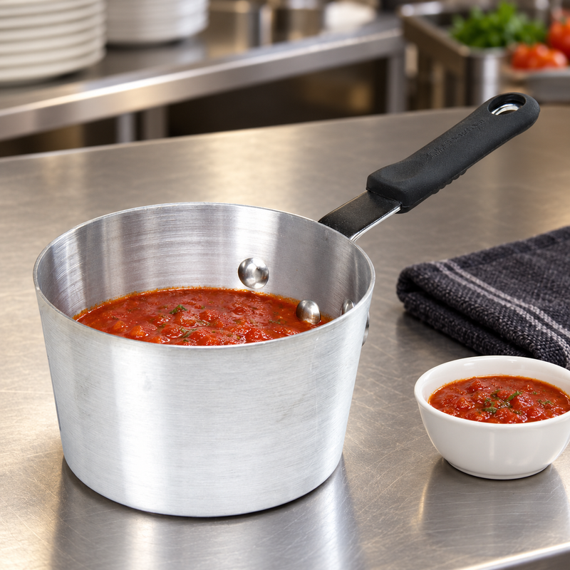 7 Qt Aluminum Saucepan with Bakelite Handle — Compare by recipe volume
