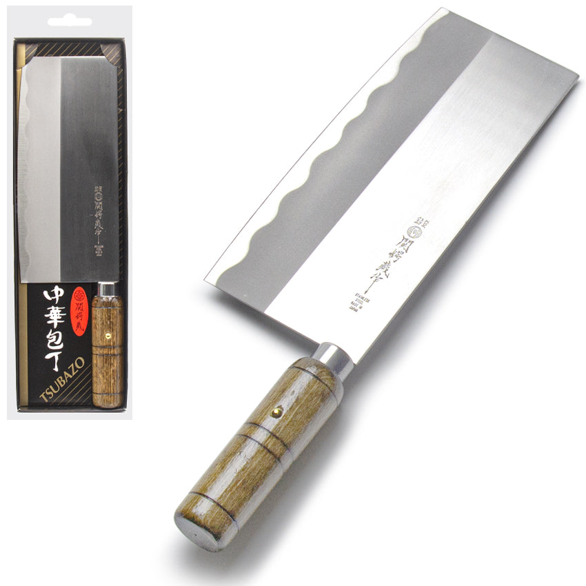 Seki Japan TSUBAZO Japanese Stainless Steel Meat Vegetable Cleaver, Butcher Knife, Shiraki Handle - 11.65"L (8" Blade)