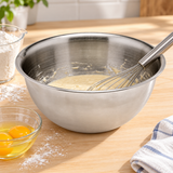 Batter and whisk in MXBH-500 deep stainless mixing bowl.