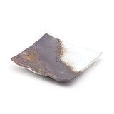 6.25" Square Ceramic Plate, White, Gold, Brown