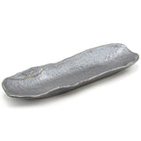 13.35" x 4" Rectangular Ceramic Sushi Plate, Silver, Gray