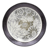 10.5" Ceramic Plate, Green, Black — Floral Design