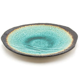 10.85" x 10.5" Irregular Ceramic Plate, Turquoise, Aqua