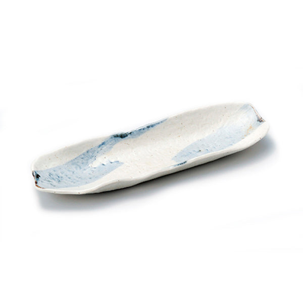 13.5" x 4" Serving Platter, Beige, Blue