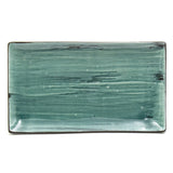 8.35" x 4.75" Rectangular Ceramic Plate, Dark Brown, Green
