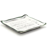 8.5" Square Ceramic Plate, White, Green, Brown